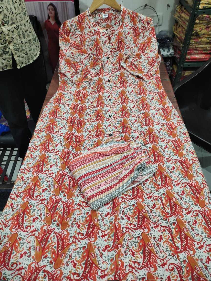 RHS0027 Premium Floral Fine Cotton Kurti Palazzo Set
