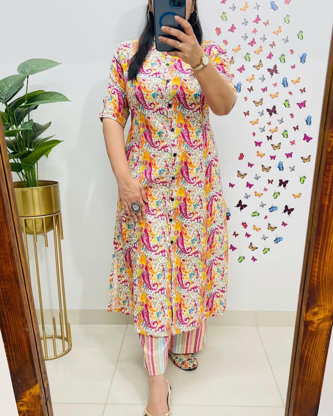 RHS0027 Premium Floral Fine Cotton Kurti Palazzo Set