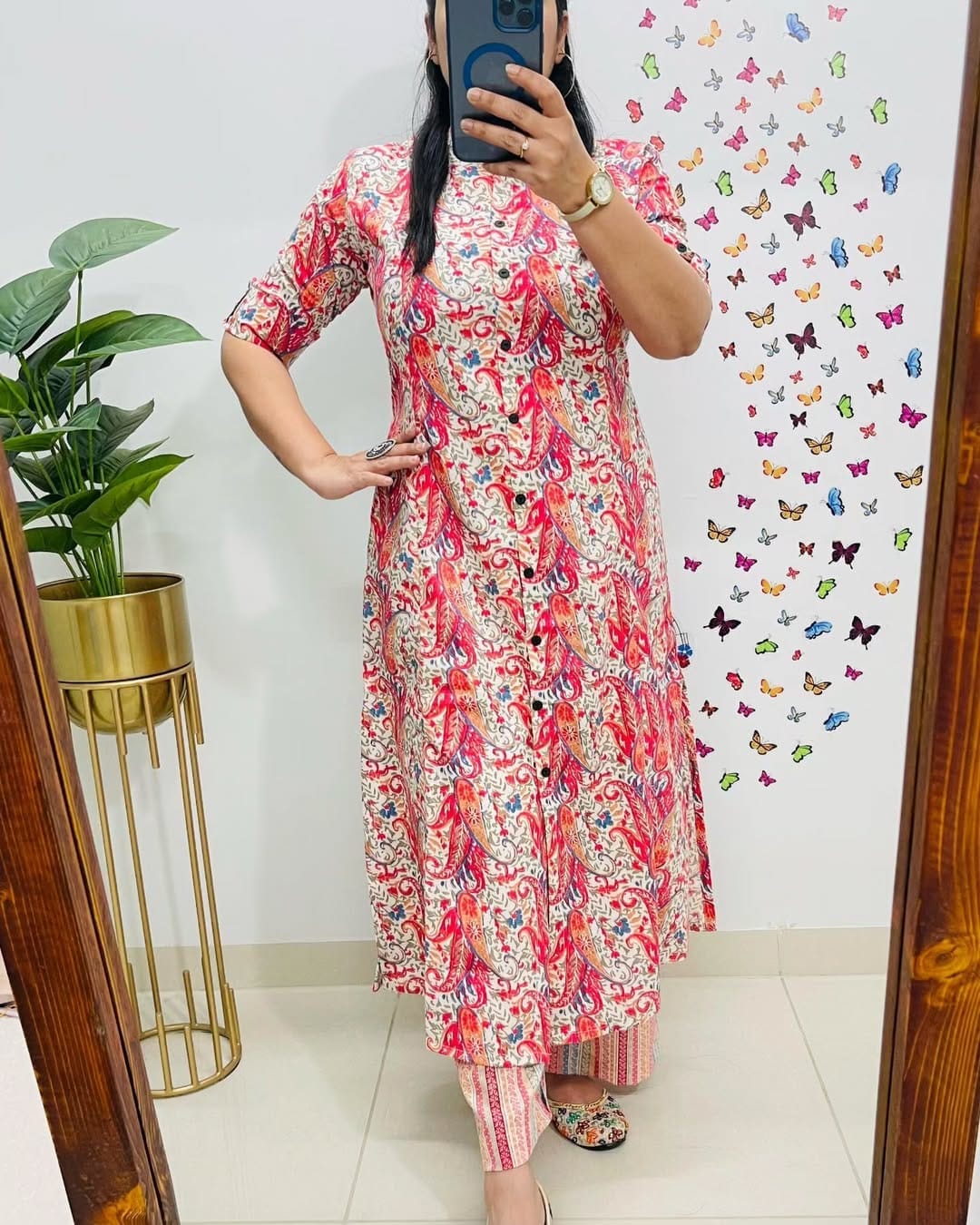 RHS0027 Premium Floral Fine Cotton Kurti Palazzo Set