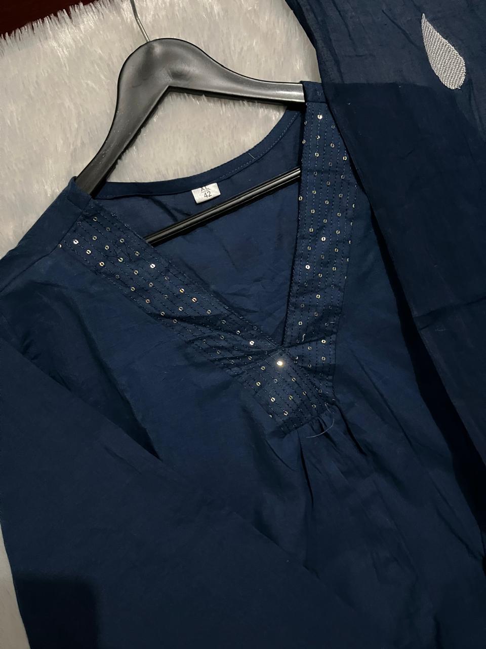 RHS0028 New elegant cotton kurti pant dupatta set
