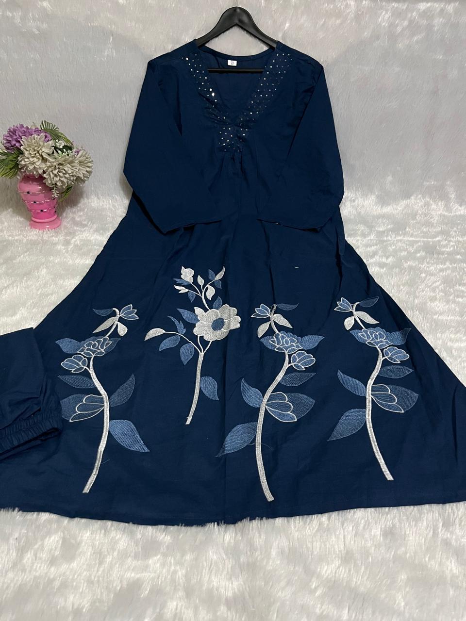 RHS0028 New elegant cotton kurti pant dupatta set