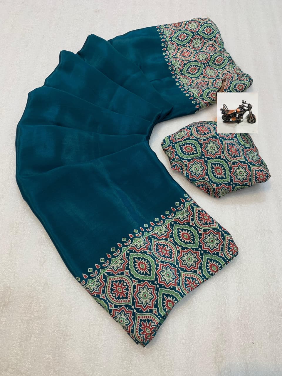 PRD00128 New Ajrakh saree crafted from premium satin silk