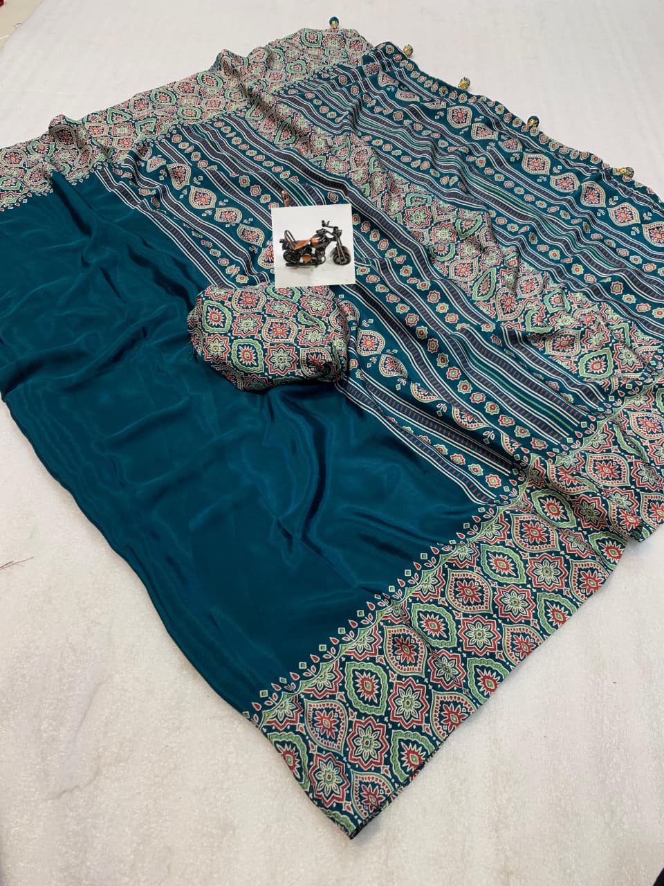 PRD00128 New Ajrakh saree crafted from premium satin silk