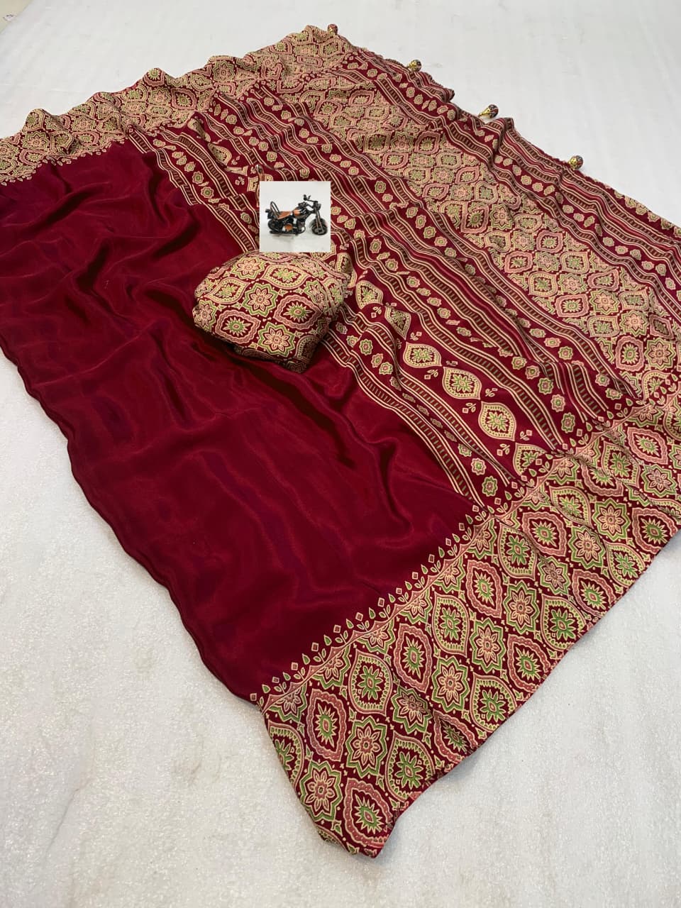 PRD00128 New Ajrakh saree crafted from premium satin silk