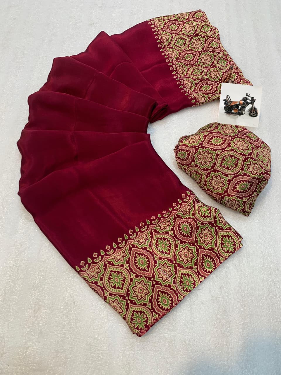 PRD00128 New Ajrakh saree crafted from premium satin silk