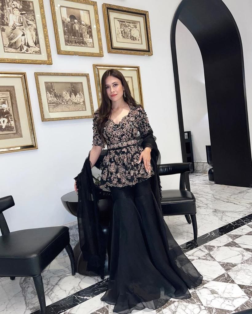 PRD0028 TRENDY BLACK COLOR SHARARA SET