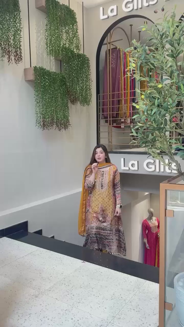 PRD0027  3 PIECE FANCY PRINTED A-Line KURTI WITH BEAUTIFUL PLAZZO AND ATTRACTIVE DUPATTA