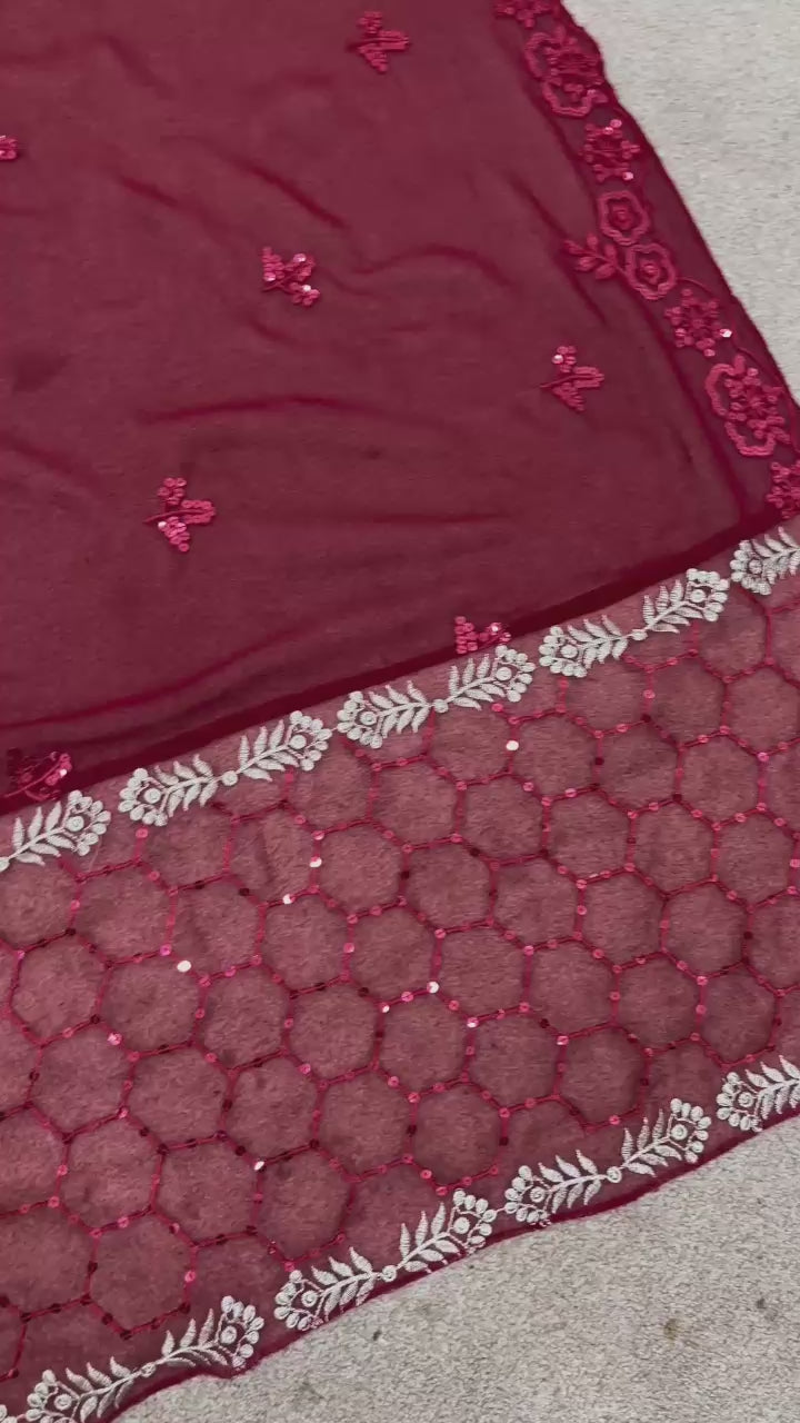 PRD0016 Presenting New Designer Collection In Faux Georgette Top-Bottom And Dupatta Set Fully Stitched Ready To Wear