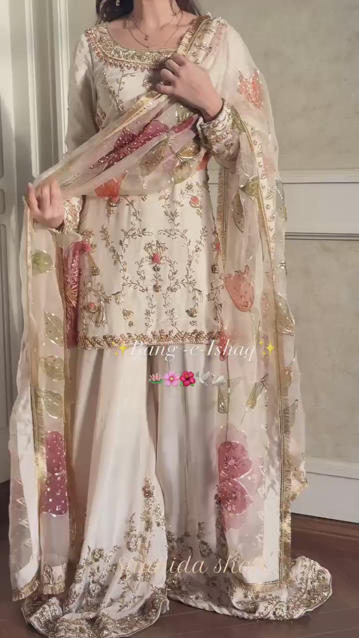 PRD0083 EXCLUSIVE DESIGNER HEAVY CHINON WITH SEQUANCE EMBROIDERY WORK SUIT WITH PLAZZO AND DUPATTA