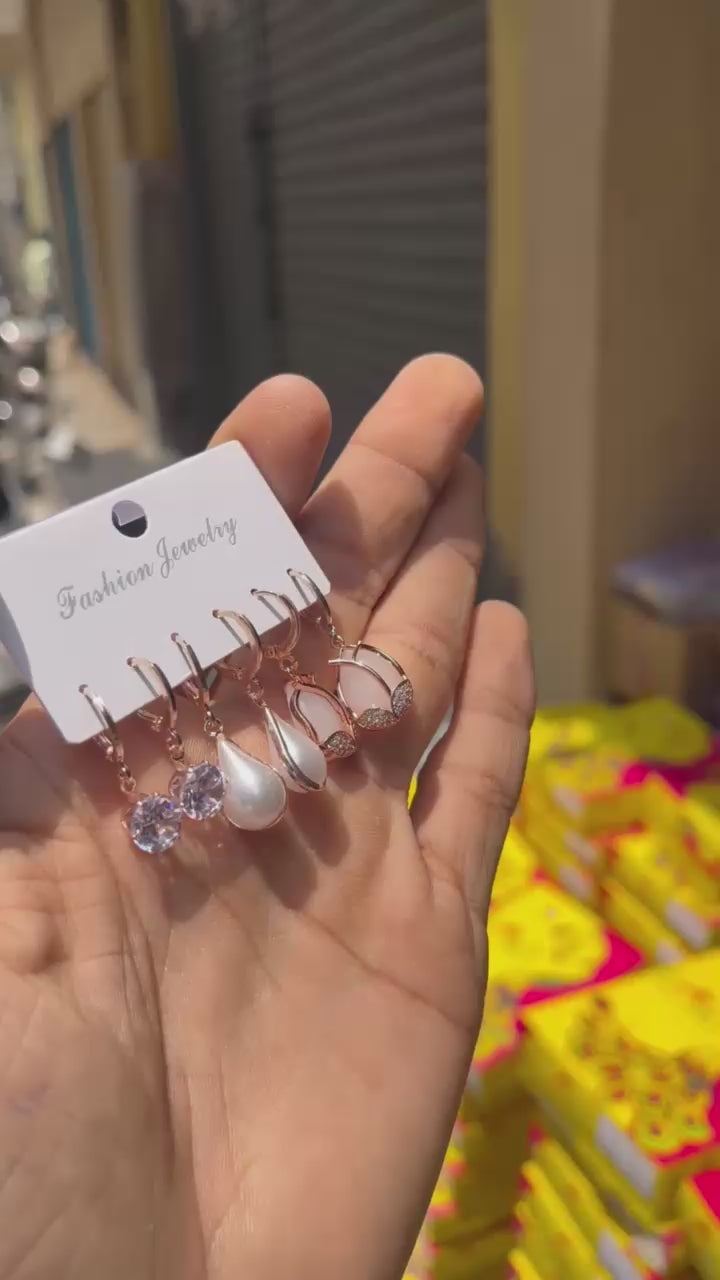 MFJH002 Anti tarnish and Waterproof 3 pair combo earrings card