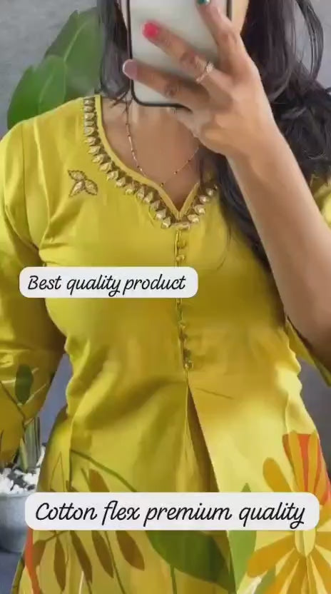 RHS003 Cotton flex premium quality premium hand embroidery on kurta
