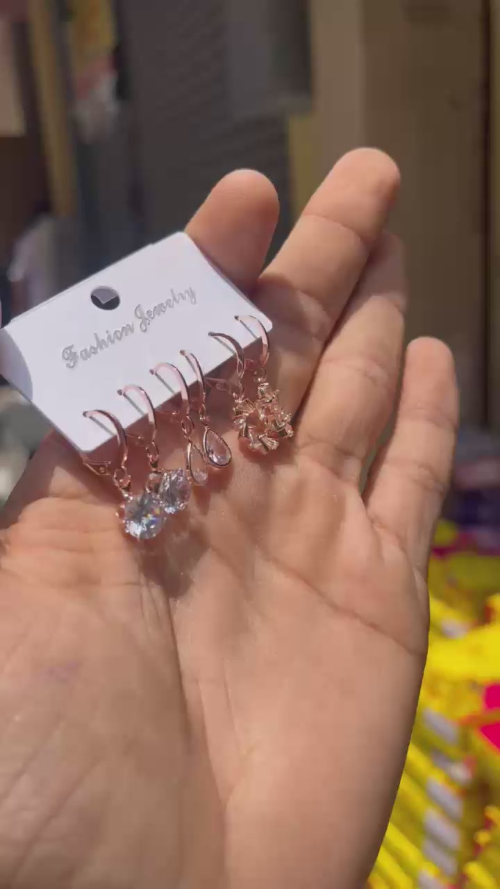 MFJH002 Anti tarnish and Waterproof 3 pair combo earrings card