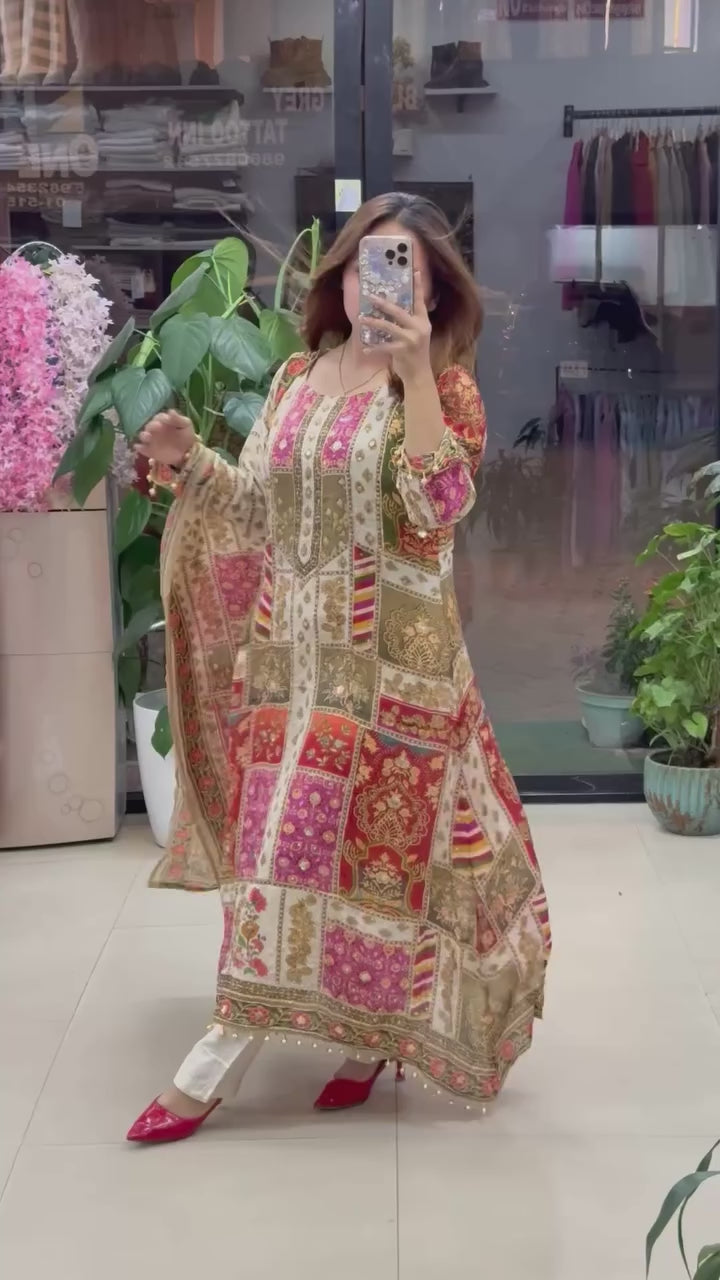 PRD00120  STYLISH KURTI, BOTTOM WITH BEAUTIFUL DUPATTA SET