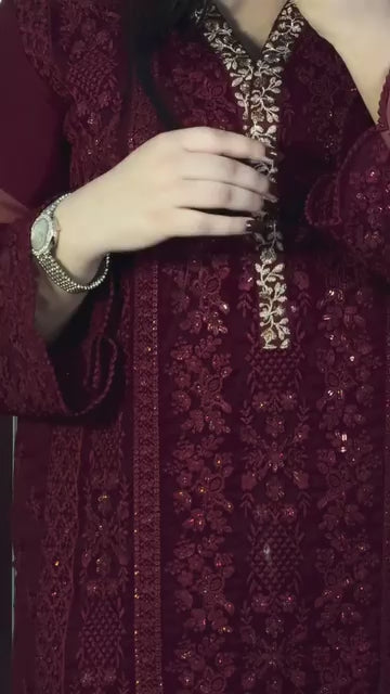 PRD0016 Presenting New Designer Collection In Faux Georgette Top-Bottom And Dupatta Set Fully Stitched Ready To Wear