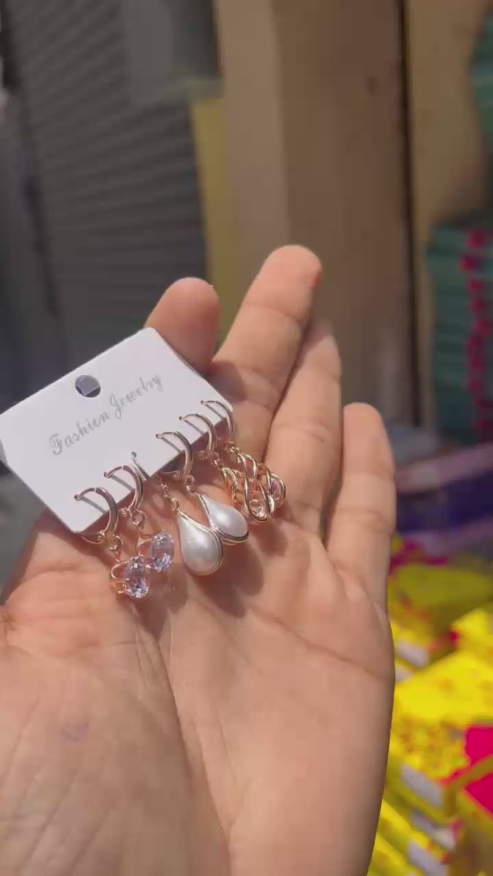 MFJH002 Anti tarnish and Waterproof 3 pair combo earrings card