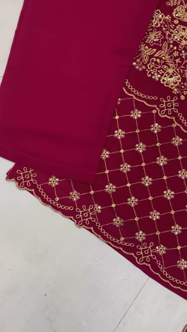 PRD00119 DESIGNER WEAR EXCLUSIVE SUIT IN GEORGETTE FABRIC TOP AND PANT WITH DUPATTA IN SEQUENCE EMBROIDERY