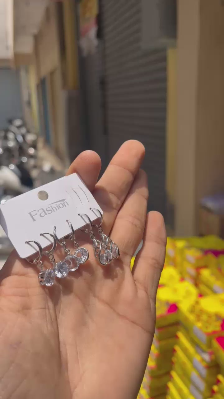 MFJH002 Anti tarnish and Waterproof 3 pair combo earrings card